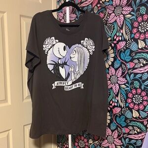 Disney Black Tee with Jack and Sally Heart Design